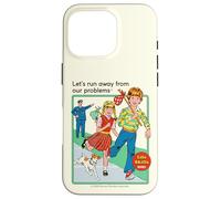 Run Away From Our Problems Sarcastic Retro Funny Adult Humor Carcasa para iPhone 16 Pro