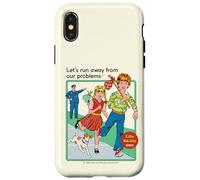 Run Away From Our Problems Sarcastic Retro Funny Adult Humor Carcasa para iPhone X/XS