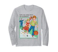 Run Away From Our Problems Sarcastic Retro Funny Adult Humor Manga Larga