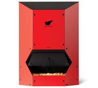 RUN-CHICKEN Comedero automático para pollos (rojo), funciona con pilas, escotilla de seguridad programable con temporizador, alimentación de 9,0 kg, resistente a las plagas, accesorio para gallinero