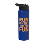 Run Done Time For Fun - Running Marathon Finisher Stainless Steel Insulated Water Bottle