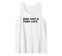 Run Fast and Turn Left Funny Track FieId Inspo Motivational Camiseta sin Mangas