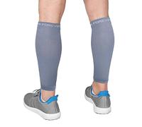 Run Forever Mangas de compresión de pantorrilla para hombres y mujeres, manga de compresión para piernas, calcetines de compresión sin pies para corredores, Gris, XL