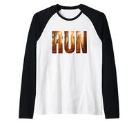 Run Graphic Art for Runners, Vintage, Marathon Trail Retro Camiseta Manga Raglan