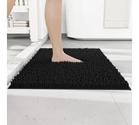 RUN HELIX Tapis de Bain en Chenille antidérapant et Anti-moisissure, Noir, 50 x 80 cm, Tapis de Bain Absorbant pour la Salle de Bain