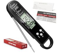 RUN HELIX Termómetro digital para carne, color negro, termómetro para cocinar, sonda larga y pantalla LCD, apagado para carne, comida, barbacoa, hornear, termómetro de agua y medidor de temperatura
