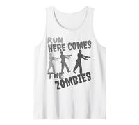 Run Here Comes The Zombies Divertido Disfraz de Halloween de Zombies Camiseta sin Mangas