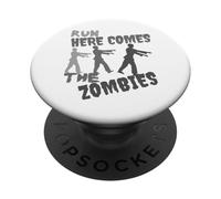 Run Here Comes The Zombies Divertido Disfraz de Halloween de Zombies PopSockets PopGrip Adhesivo