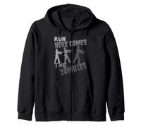 Run Here Comes The Zombies Divertido Disfraz de Halloween de Zombies Sudadera con Capucha