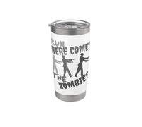 Run Here Comes The Zombies divertido disfraz de Halloween de zombies Vaso térmico de acero inoxidable de doble pared