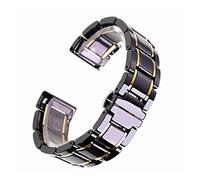 Run Ken 14 15 16 17 18 19 20 21 22 23 24 Mm Banda De Cerámica De Lujo Blanco Negro Rosa Oro Reloj De Mujer For Hombre Correa Pulsera Cinturón(Black and gold,21mm)