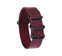 Run Ken 14mm 16mm 18mm 20mm 22mm 24mm correa de reloj de cuero hombres mujeres plata negro anillo hebilla muñeca pulsera accesorios(Wine red B,16mm)