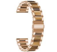 Run Ken 20mm 22mm Metal + Correa de resina Compatible con Samsung Galaxy Watch 5 Pro 4 3 Classic Band 40mm 44mm 42mm 46mm 45mm Active 2 Pulsera de aleación(Rose gold Style5)