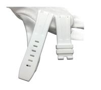 Run Ken 28 mm Negro Azul 15703 Naturaleza Goma Silicona Reloj Reloj Reloj Reloj Banda de Correa Ajuste for Ap Mira a Audemars y Piguet Belt Logo Herramientas(White_with Rose Buckle)