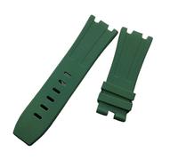 Run Ken 28 mm Negro Azul 15703 Naturaleza Goma Silicona Reloj Reloj Reloj Reloj Banda de Correa Ajuste for Ap Mira a Audemars y Piguet Belt Logo Herramientas(Dark Green_with Black Buckle)