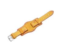 Run Ken Correa De Cuero For Reloj, Correa De Reloj De 22mm Y 24mm con Alfombrilla For Protección De Muñeca, Correa De Reloj Roja Amarilla Compatible con Fossil(Yellow_22mm)