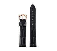 Run Ken Correa De Cuero Genuino 15 Mm, 17, 18, 20, Correa Reloj Piel Vaca Liberación Rápida For Hombres Y Mujeres(Black rose gold,18mm)