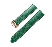Run Ken Correa De Cuero Patrón De Lichi Correa De Reloj De Cuero Suave Compatible Con Cartier Tank London Correa For Hombres Y Mujeres(Green gold buckle,20mm)
