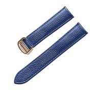 Run Ken Correa De Cuero Patrón De Lichi Sustituto De Correa De Reloj De Cuero Suave Compatible Con Cartier Tank Correa For Hombres Y Mujeres(Blue gold buckle,20mm)