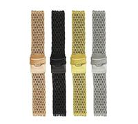 Run Ken Correa De Malla De Acero Inoxidable 18 Mm 20 Mm 22 Mm 24 Mm Tiburón De Buceo Compatible Con Correa De Reloj Milanesa Hebilla Plegable Accesorios De Correa De Muñeca De Oro Rosa(Black,18mm)
