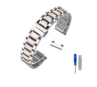 Run Ken Correa de reloj de acero inoxidable con extremo curvo de 14/16/17/18/22/24 mm Compatible con Tissot 1853 T035 Correa de reloj for mujer Pulsera con correa for hombre(SilveryRoseGold-Flat,23mm)
