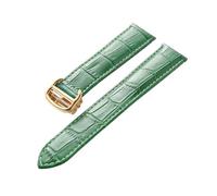 Run Ken Correa De Reloj De Cuero De Primera Capa, Compatible Con Piel De Vaca, Correa De Reloj Cartier Tank London, Accesorios De Pulsera For Hombres Y Mujeres(Green gold buckle,16mm)