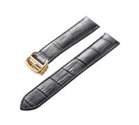 Run Ken Correa De Reloj De Cuero De Primera Capa, Compatible Con Piel De Vaca, Correa De Reloj Cartier Tank London, Accesorios De Pulsera For Hombres Y Mujeres(Black gold buckle,17mm)