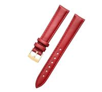 Run Ken Correa de reloj de cuero genuino Compatible con AR1926 Ar11244 Ar1908, correa for mujer de 14mm, accesorios rosa, azul, rojo y blanco(Red-Gold,14mm)