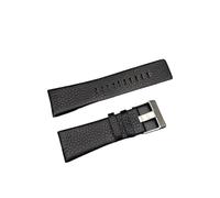 Run Ken Correa De Reloj De Cuero Genuino Compatible Con Diesel DZ7313 22 7257 Correa De Reloj Correa De Muñeca Negro Marrón Accesorios De Reloj(Black with silver,26mm)