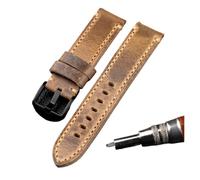 Run Ken Correa De Reloj De Cuero Hecha A Mano 20 21 22 23 24 26 MM Doblada Por La Mitad For Hacer Una Correa De Cuero De Capa Superior Suave Estilo Retro Compatible Con PAM111(A Brack buckle,23mm)