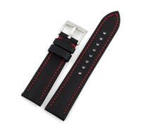 Run Ken Correa De Reloj De Piel De Vaca + Oxford, Correa De Tela De Lona, 18mm, 19mm, 20mm, 21mm, 22mm, 23mm, 24mm, Correa Impermeable For Hombres Y Mujeres(Black-red line,24mm)
