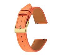 Run Ken Correa De Reloj De Piel Saffiano Cónica De Liberación Rápida, 18 Mm, 20 Mm Y 22 Mm, Fina, De Repuesto For Hombre Y Mujer.(Orange gold buckle,22mm)