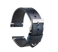 Run Ken Correa De Reloj Hecha A Mano De Piel Auténtica Con Cera De Aceite, Pulsera De 18mm, 20mm, 22mm, Capa Superior De Piel De Vaca Que Cambia De Color, Correas De Reloj De Liberación Rápida(Dark bl