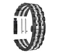Run Ken Pulsera de acero inoxidable Compatible With SAMSUNG GALAXY WATCH 3 Lte 4 1 mm 45mm Correa Pulsera Ajuste for Gear Sport / S2 S3 S3 42mm 46mm 20mm 22mm Bands(Black silver)