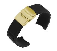 Run Ken Pulsera De Repuesto Con Extremo Curvo For Hombre Y Mujer, 16/18/20/22/24/26 Mm(Black-Gold,26mm)