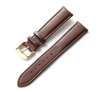 Run Ken Reloj Correa de cuero Correa de negocios for hombres y mujeres Rojo Marrón Azul 14 mm 16 mm 18 mm 20 mm 22 mm 24 mm Accesorios de reloj de cuero(Brown gold buckle,15mm)