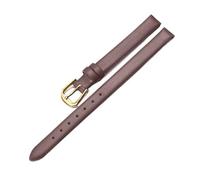 Run Ken Reloj De Pulsera De Cuero Genuino For Mujer, Correa De Reloj De Moda, Mini Banda De 6mm, 8mm, 10mm, 12mm, Correa Pequeña De Color Rojo Y Blanco(Brown gold buckle,12mm)