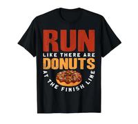 Run Like There Are Donuts At The Finish Line Camiseta gráfica económica, Hombre, Negro, S