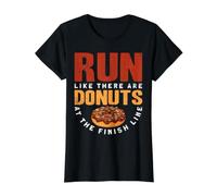 Run Like There Are Donuts At The Finish Line Camiseta gráfica económica, Mujer, Negro, S