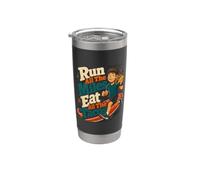 Run Miles Eat Tacos Runner Humor Vaso térmico de acero inoxidable de doble pared
