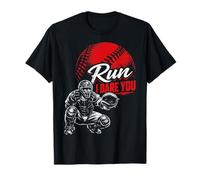 Run Steal I Dare You Baseball Catcher Vintage Humor Camiseta