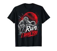 Run Steal I Dare You Baseball Catcher Vintage Humor Camiseta