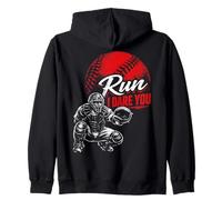 Run Steal I Dare You Baseball Catcher Vintage Humor Sudadera con Capucha