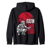 Run Steal I Dare You Baseball Catcher Vintage Humor Sudadera con Capucha