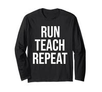 Run Teach Repeat Funny Running Saying Teacher Runner Gifts Manga Larga
