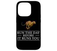 Run The Day Cheetah Motivacional Afirmación Hustle Mentalidad Carcasa para iPhone 14 Pro