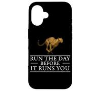 Run The Day Cheetah Motivacional Afirmación Hustle Mentalidad Carcasa para iPhone 16