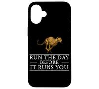 Run The Day Cheetah Motivacional Afirmación Hustle Mentalidad Carcasa para iPhone 16 Plus