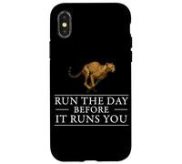 Run The Day Cheetah Motivacional Afirmación Hustle Mentalidad Carcasa para iPhone X/XS