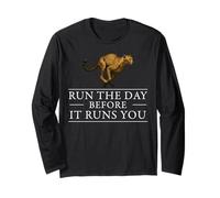 Run The Day Cheetah Motivacional Afirmación Hustle Mentalidad Manga Larga